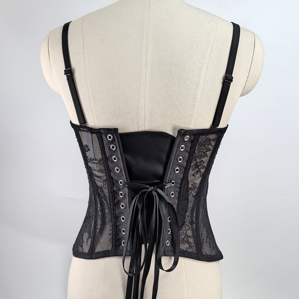Womens Lace Corset Bustier Ladies Trendy Tightened Fishbone Bra Tops Vest